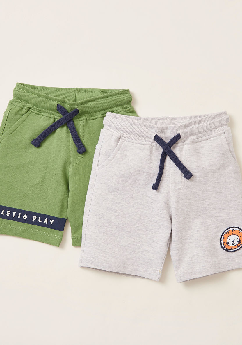 Juniors Textured Shorts with Drawstring Closure - Set of 2-Shorts-image-0