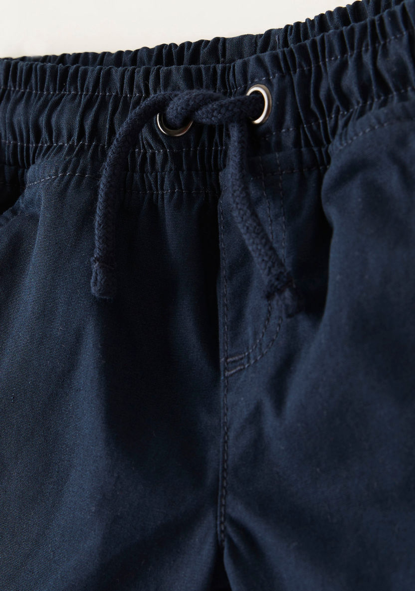 Juniors Solid Shorts with Drawstring Closure and Pockets-Shorts-image-2