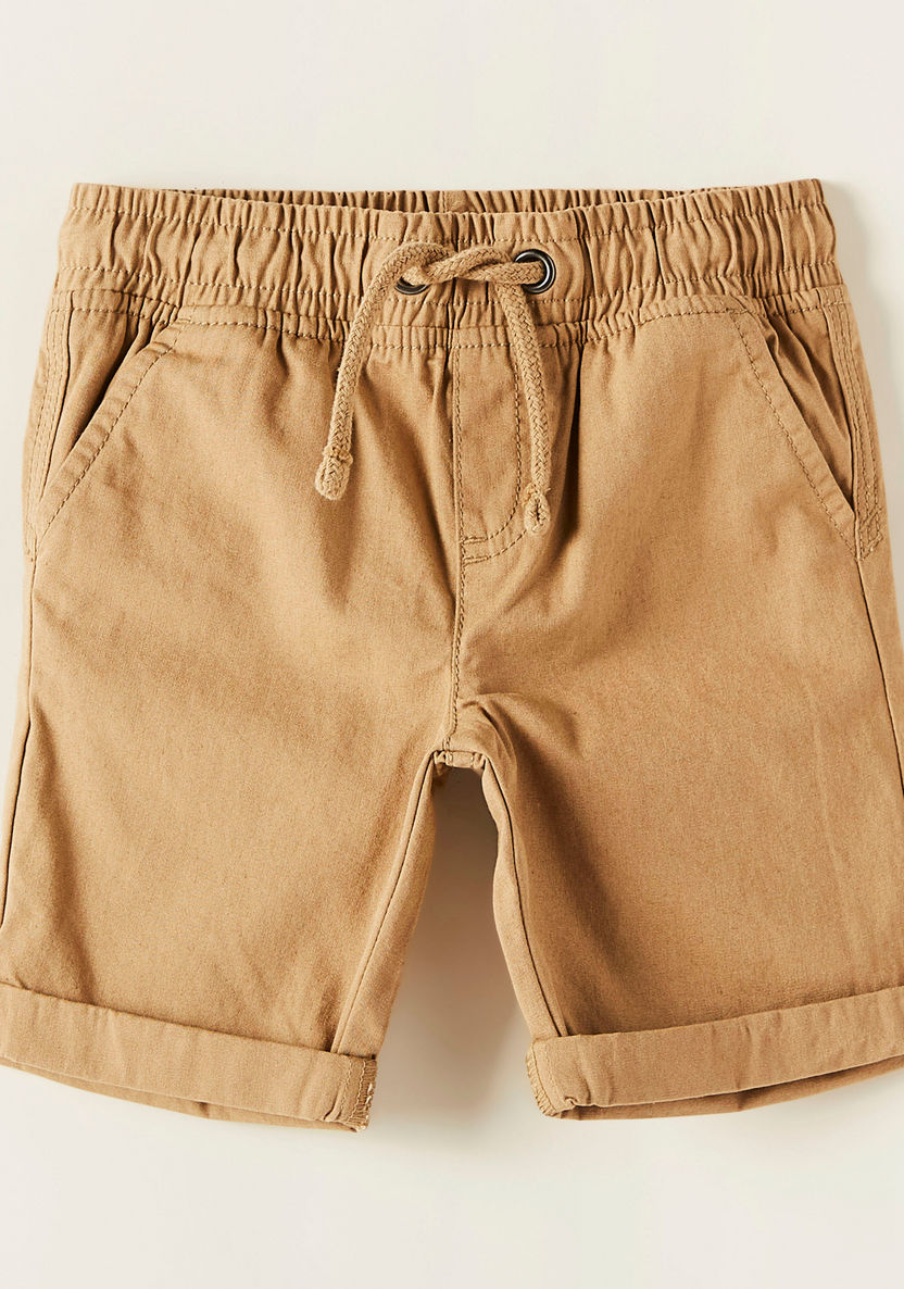 Juniors Solid Shorts with Drawstring Closure and Pockets-Shorts-image-0