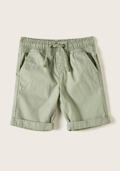 Juniors Solid Shorts with Drawstring Closure and Pockets