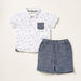 Juniors All-Over Print Shirt with Textured Shorts Set-Clothes Sets-thumbnail-0