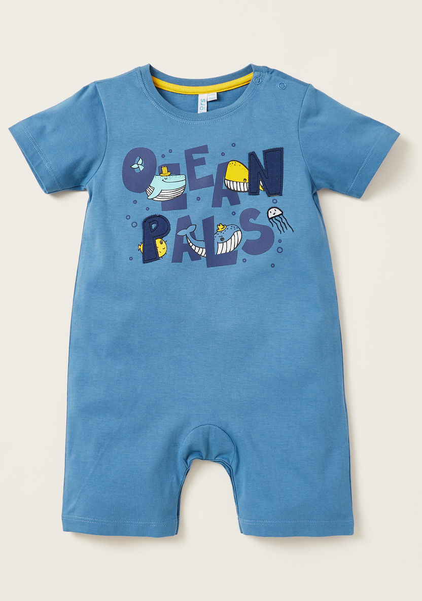Juniors Printed Romper with Short Sleeves - Pack of 2-Rompers%2C Dungarees and Jumpsuits-image-1