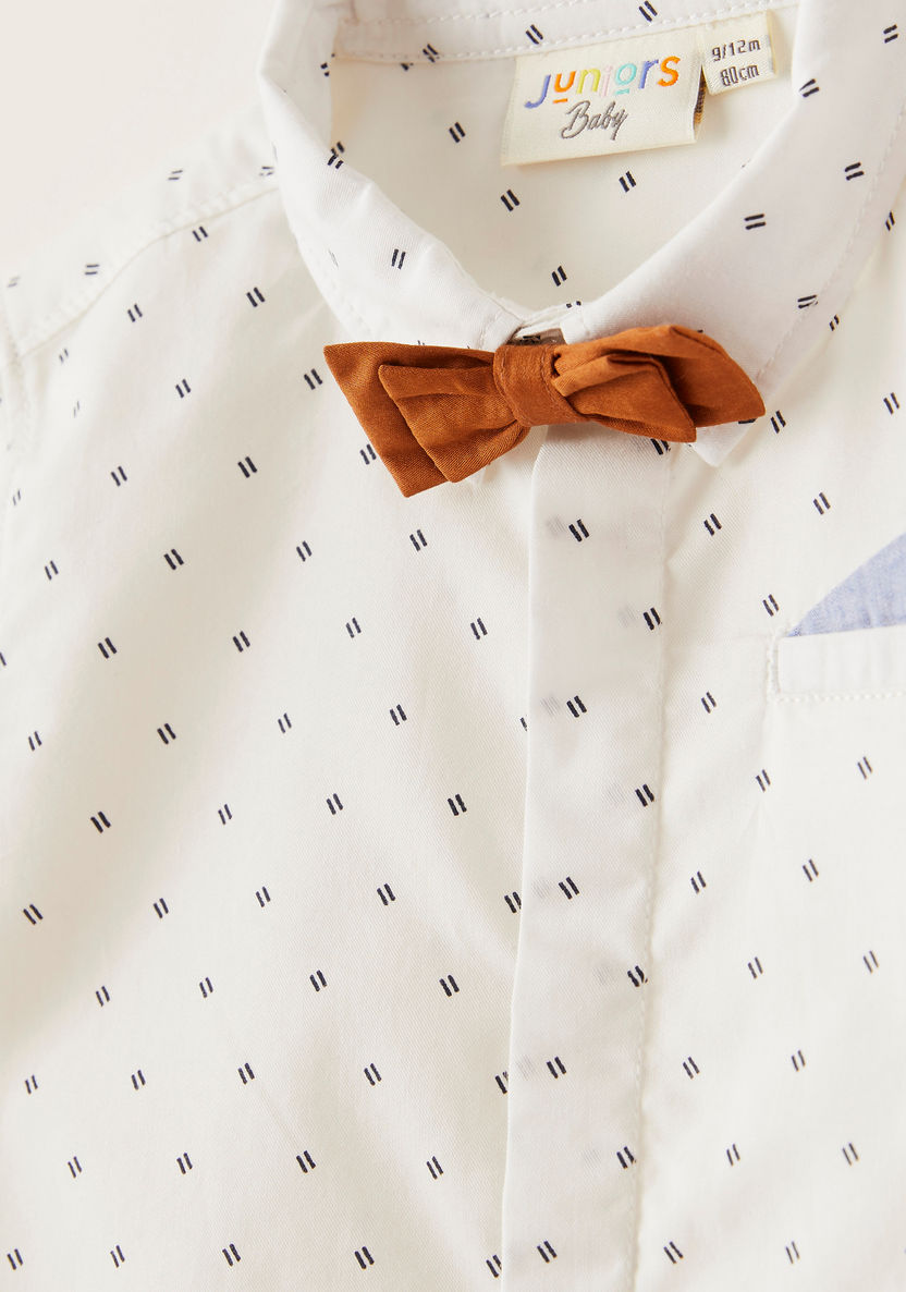 Juniors All-Over Print Shirt with Bow Tie and Short Sleeves-Shirts-image-1