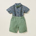 Juniors All-Over Print Shirt with Solid Shorts and Suspenders Set-Clothes Sets-thumbnail-0