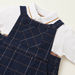 Juniors Solid T-shirt with Chequered Dungarees Set-Clothes Sets-thumbnail-3