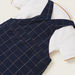 Juniors Solid T-shirt with Chequered Dungarees Set-Clothes Sets-thumbnail-4