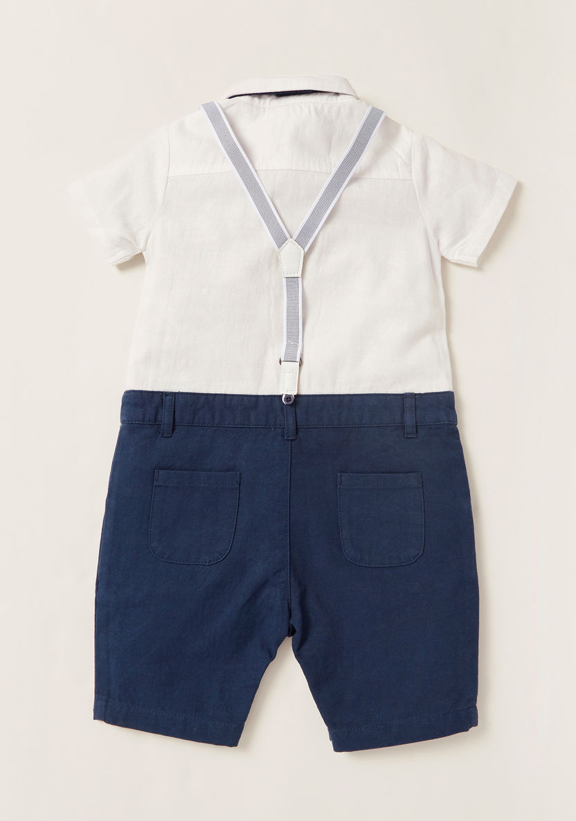 Juniors Solid Romper with Suspenders and Short Sleeves-Rompers%2C Dungarees and Jumpsuits-image-3