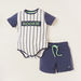 Juniors Striped Romper and Drawstring Detailed Shorts Set-Clothes Sets-thumbnail-0