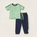 Juniors Printed Short Sleeves T-shirt and Jogger Pant Set-Clothes Sets-thumbnail-0
