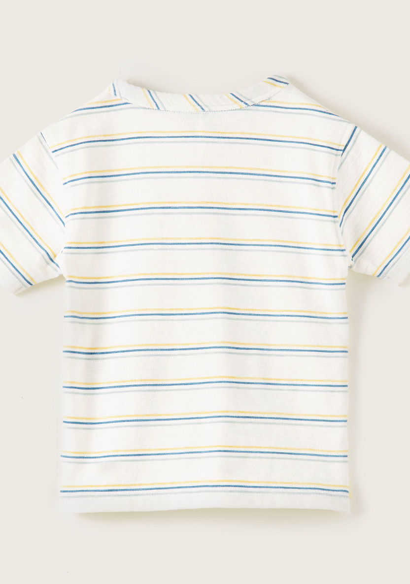 Giggles Striped T-shirt with Pocket and Short Sleeves-T Shirts-image-3