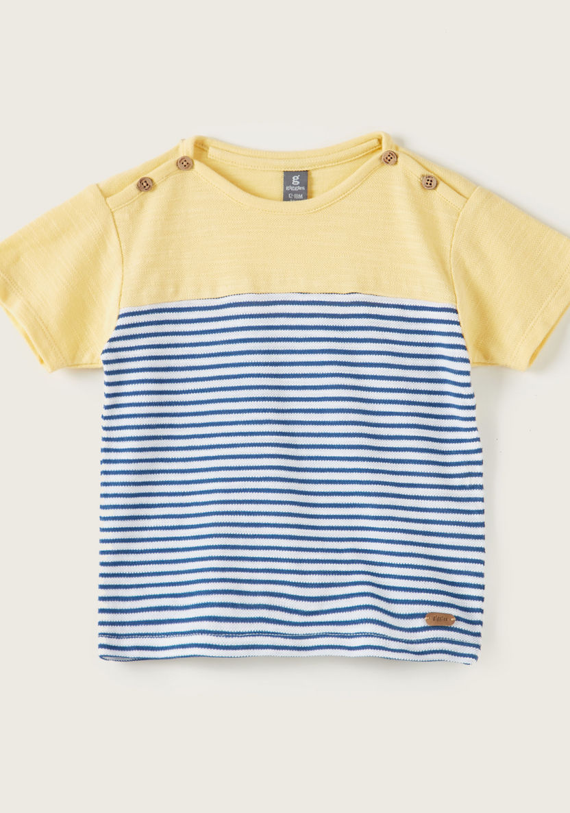 Giggles Striped T-shirt with Short Sleeves-T Shirts-image-0
