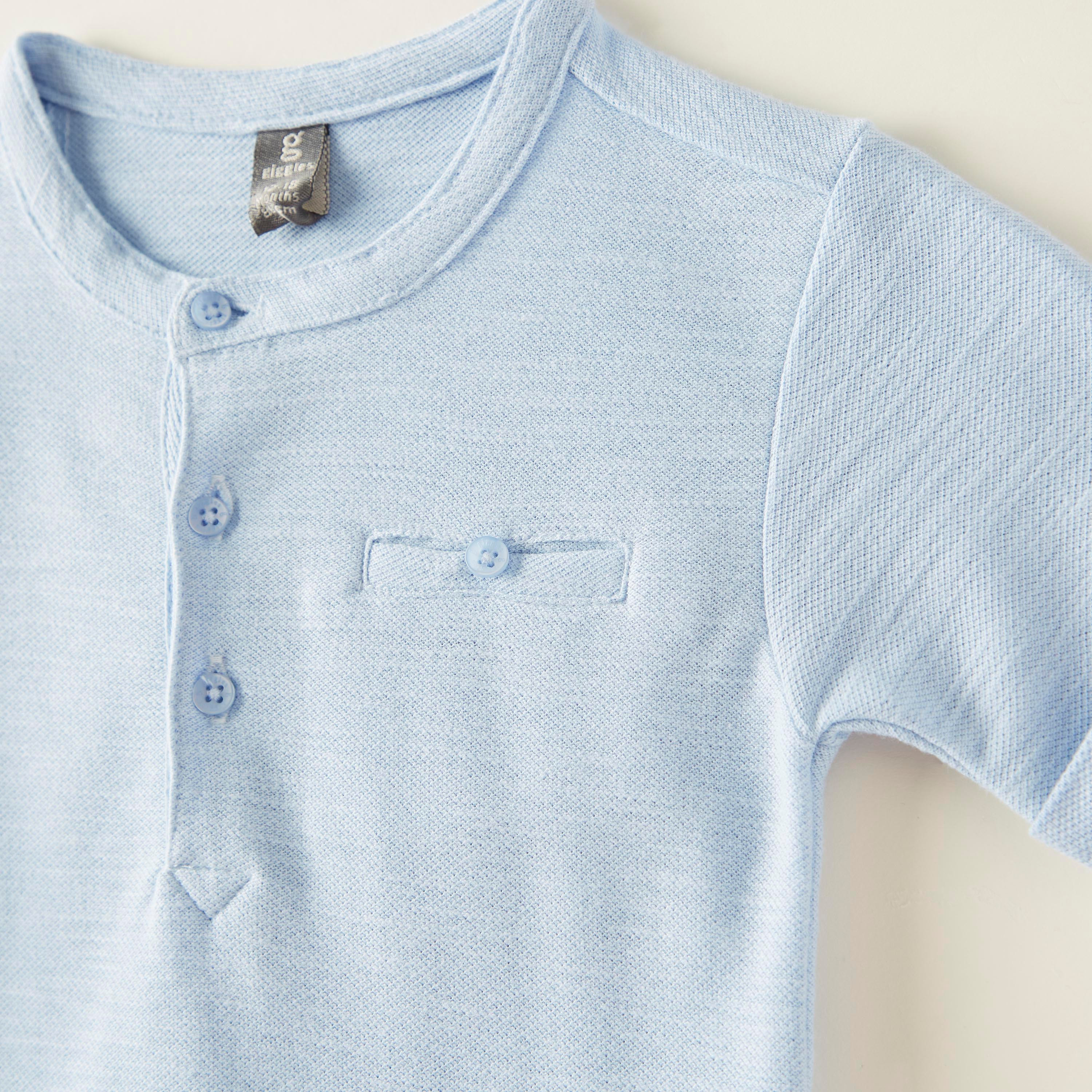 Giggles Solid Round Neck T-shirt with Short Sleeves-baby-boys-clothing-tshirtsandpolos-image-2