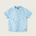 Giggles Floral Print Shirt with Mandarin Collar and Short Sleeves-Shirts-thumbnail-0