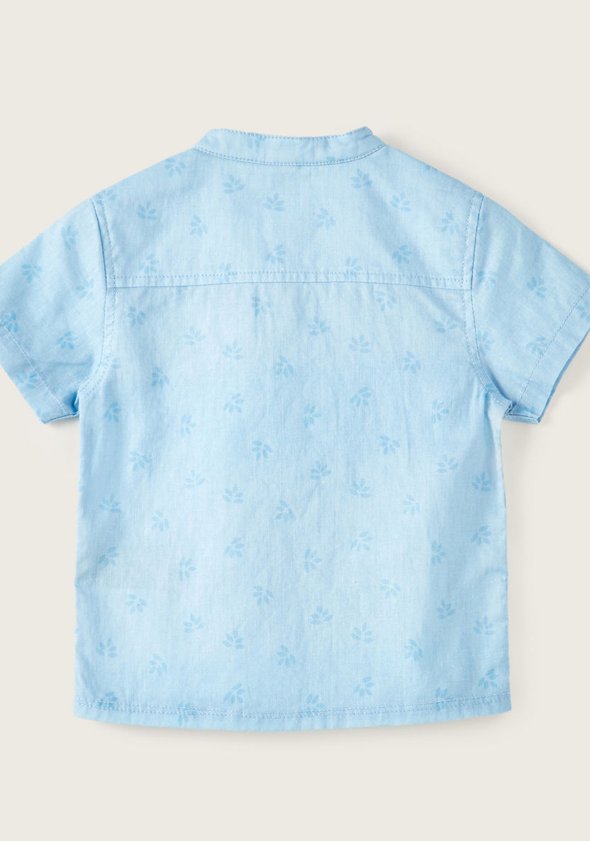 Giggles Floral Print Shirt with Mandarin Collar and Short Sleeves-Shirts-image-3