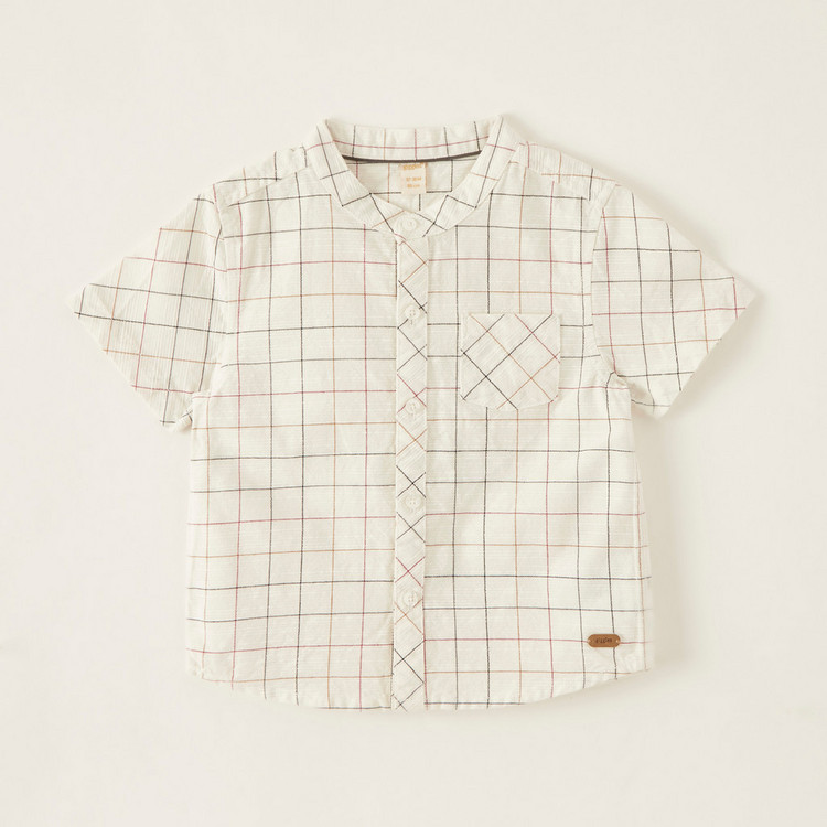 Giggles Checked Shirt with Short Sleeves and Patch Pocket