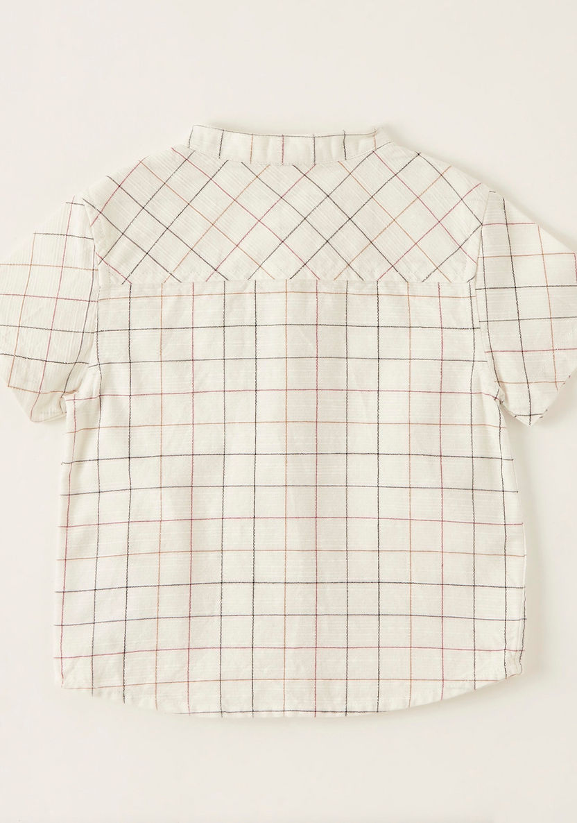 Giggles Checked Shirt with Short Sleeves and Patch Pocket-Shirts-image-3