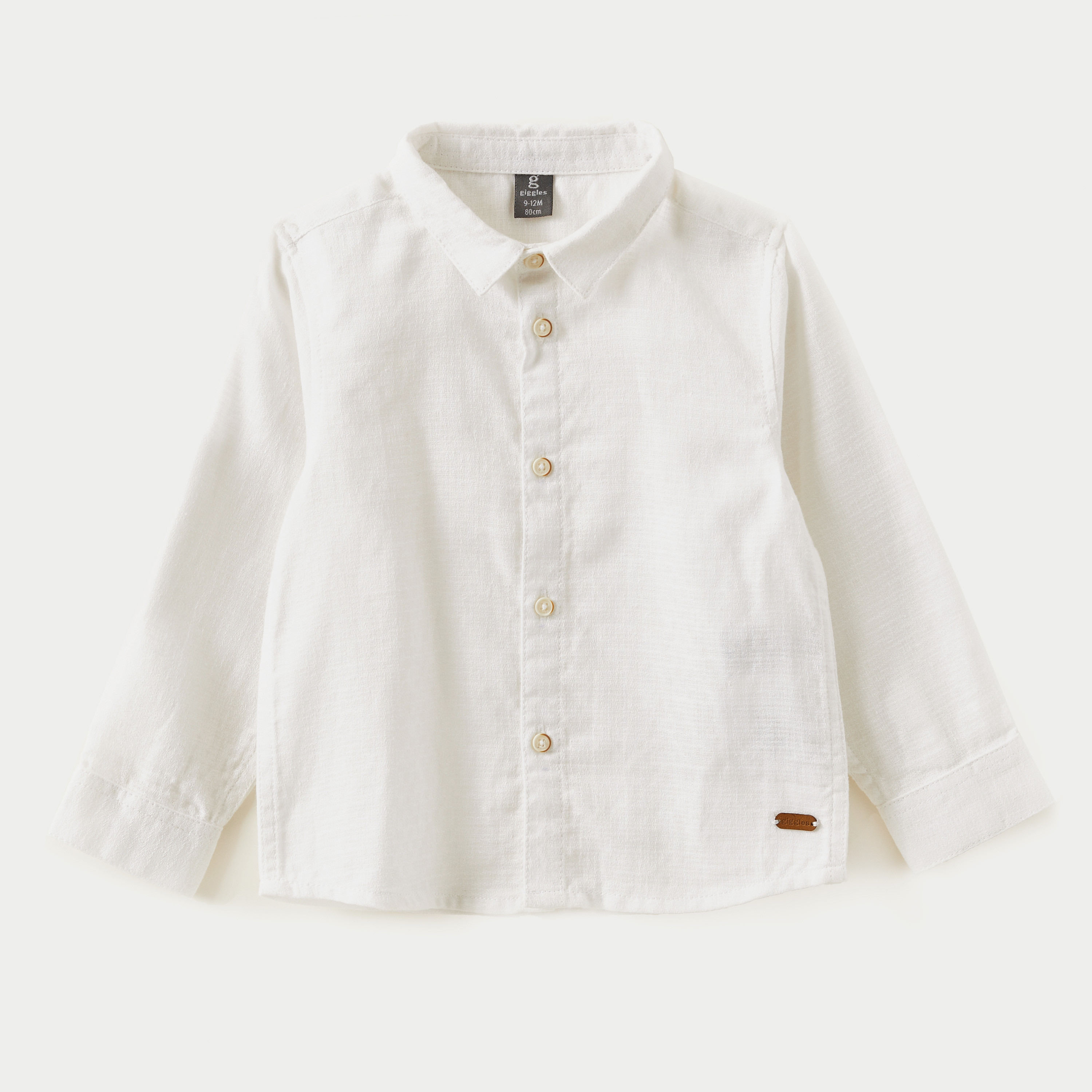 Giggles Solid Collared Shirt with Long Sleeves-baby-boys-clothing-shirts-image-1