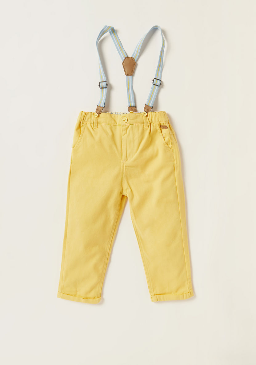 Giggles Solid Woven Pants with Suspenders-Pants-image-0