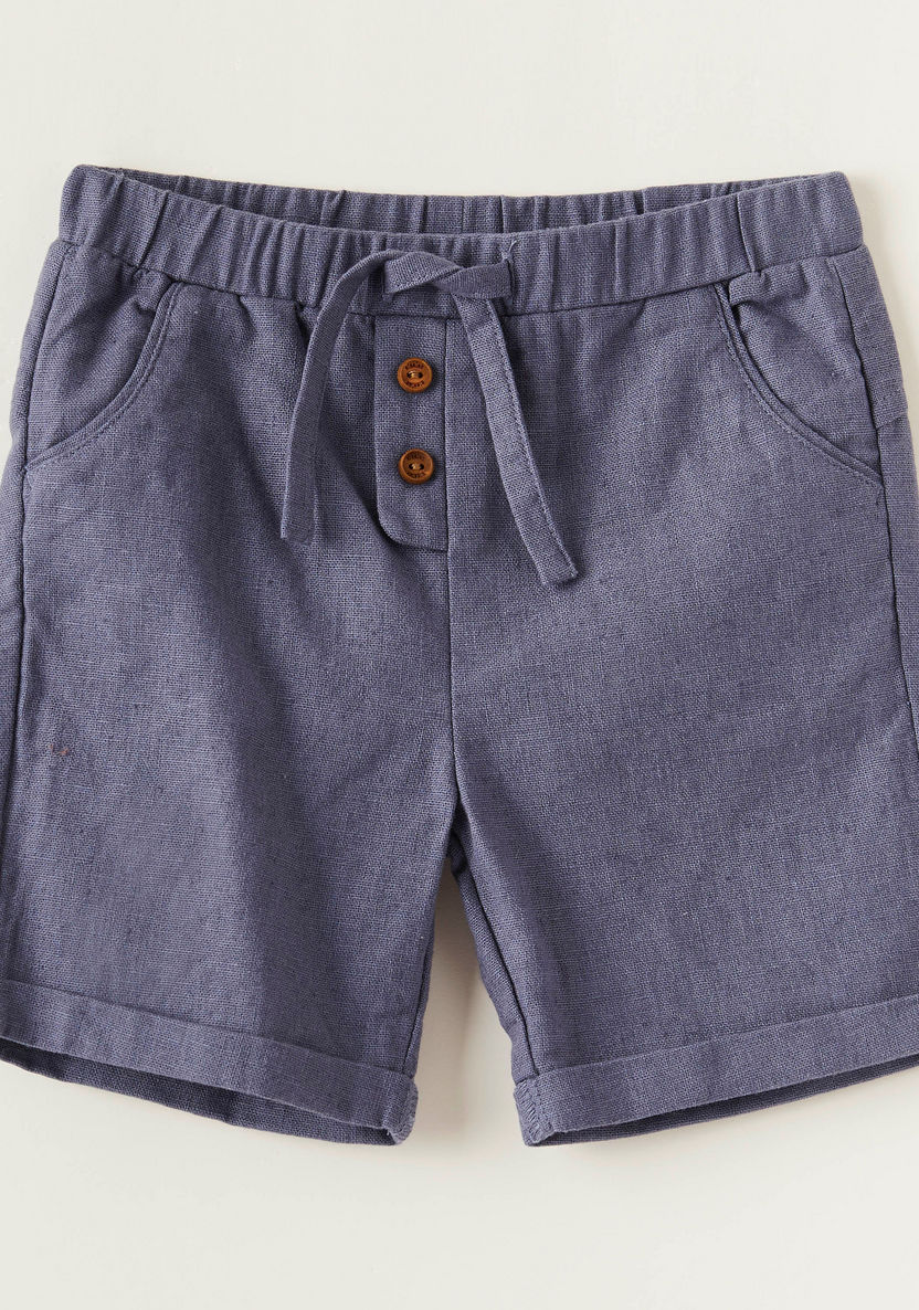 Giggles Solid Shorts with Elasticised Waistband and Drawstring Closure-Shorts-image-0