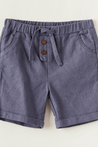 Giggles Solid Shorts with Elasticised Waistband and Drawstring Closure