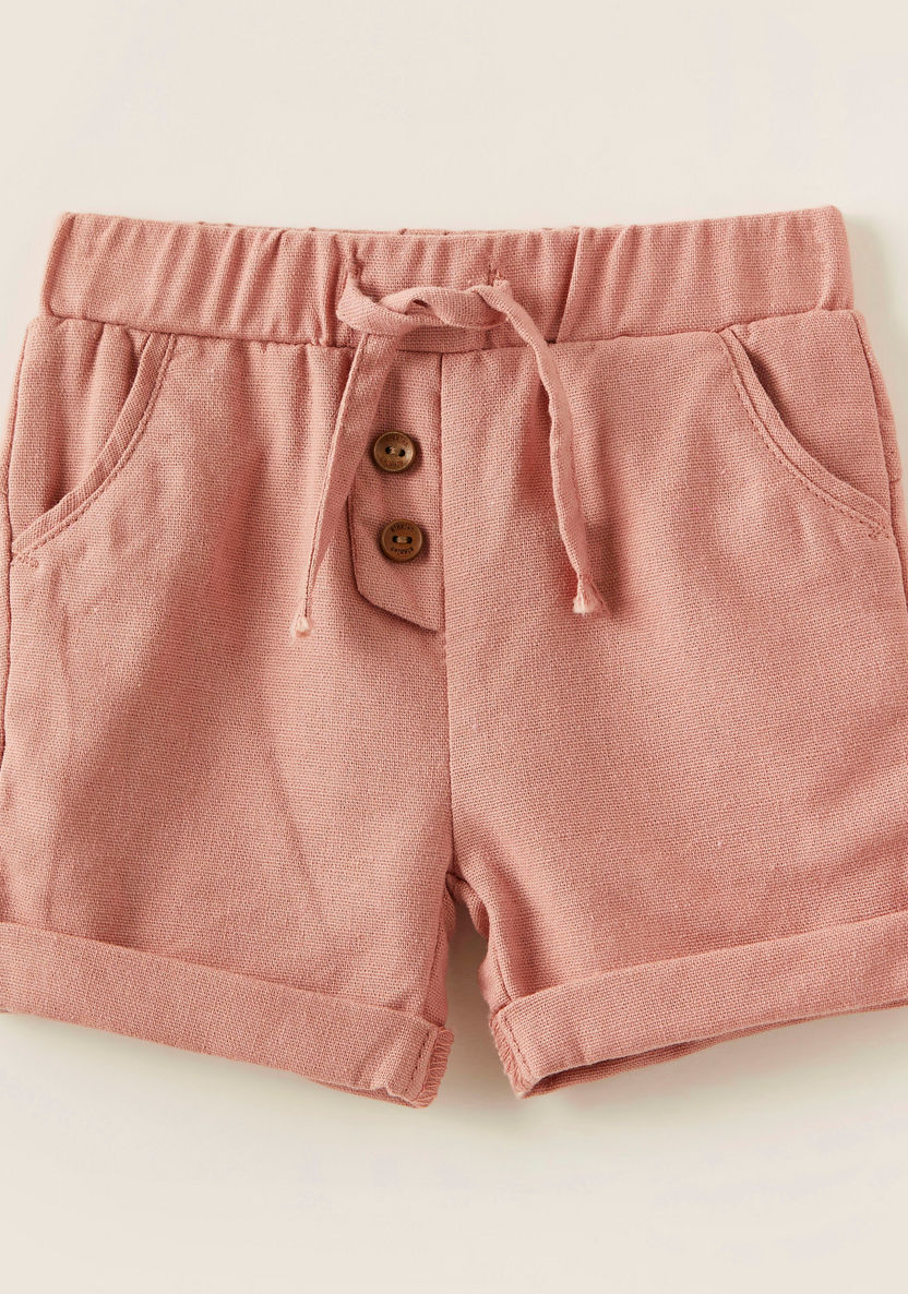 Giggles Solid Shorts with Elasticised Waistband and Drawstring Closure-Shorts-image-0