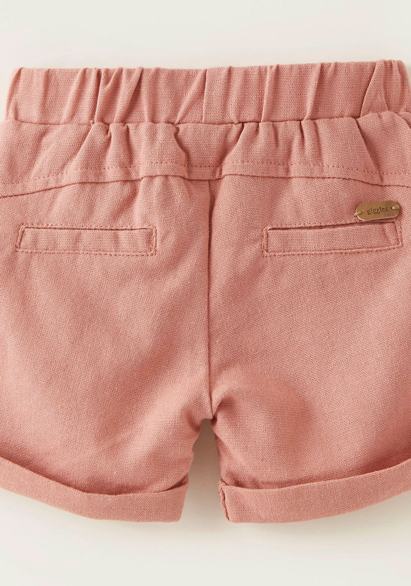 Giggles Solid Shorts with Elasticised Waistband and Drawstring Closure-Shorts-image-3