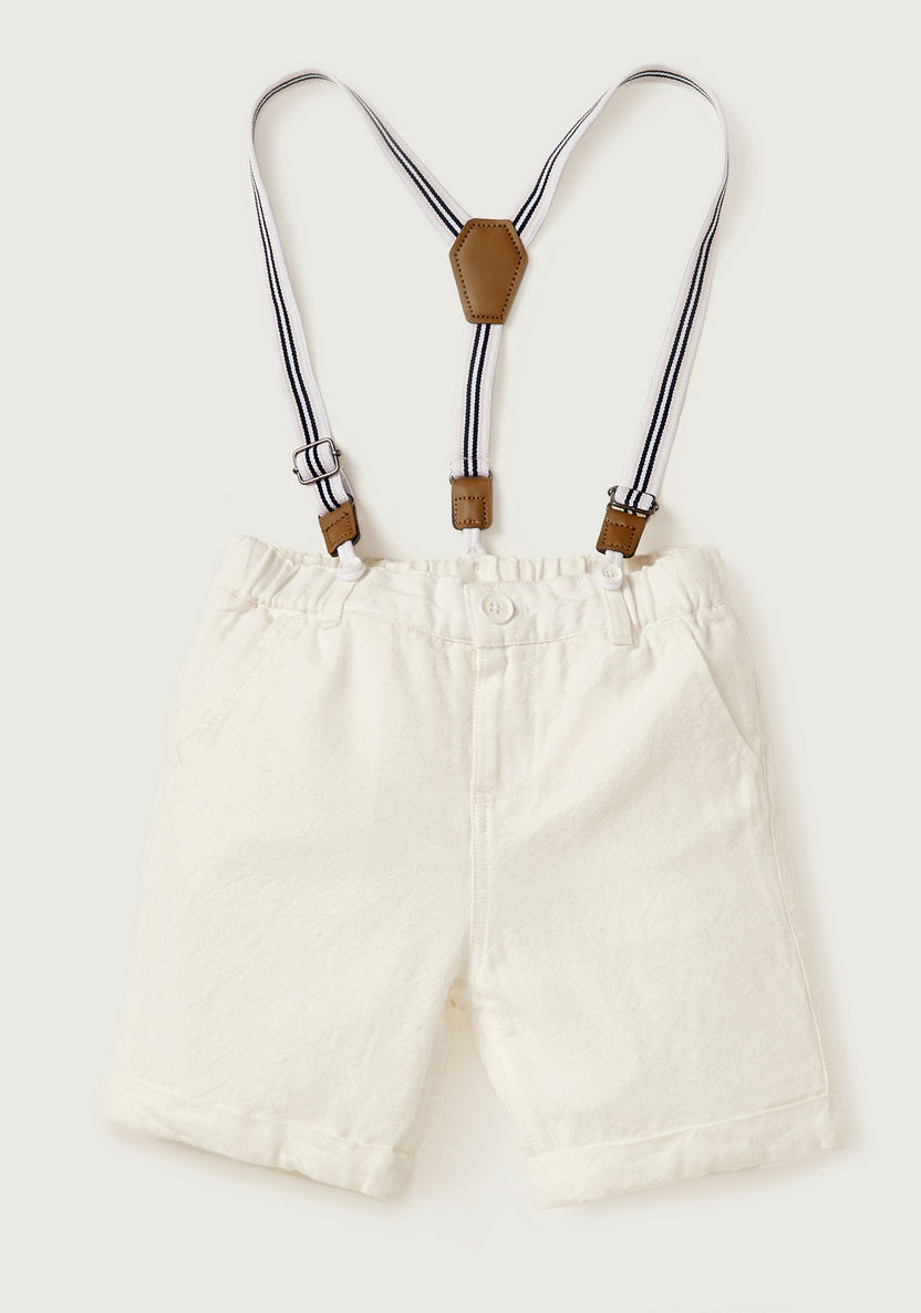Giggles Collared Shirt and Shorts Set with Suspenders-Clothes Sets-image-2