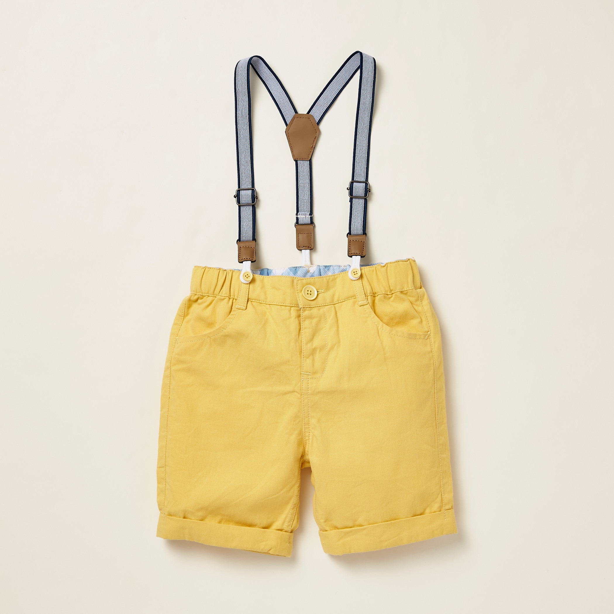 Giggles Checked Collared Shirt and Solid Shorts Set with Suspenders-baby-boys-clothing-setsandcoords-image-4