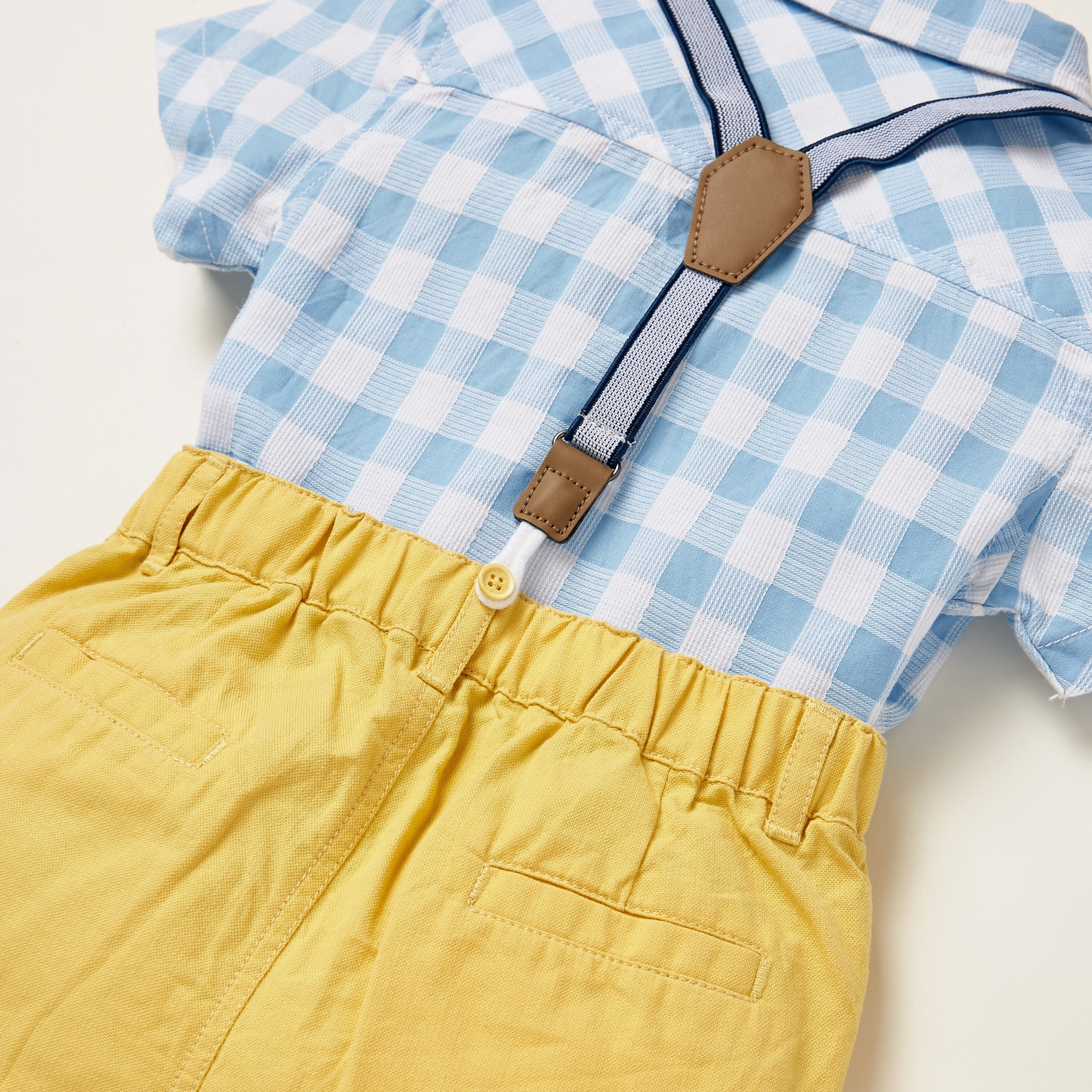 Giggles Checked Collared Shirt and Solid Shorts Set with Suspenders-baby-boys-clothing-setsandcoords-image-8