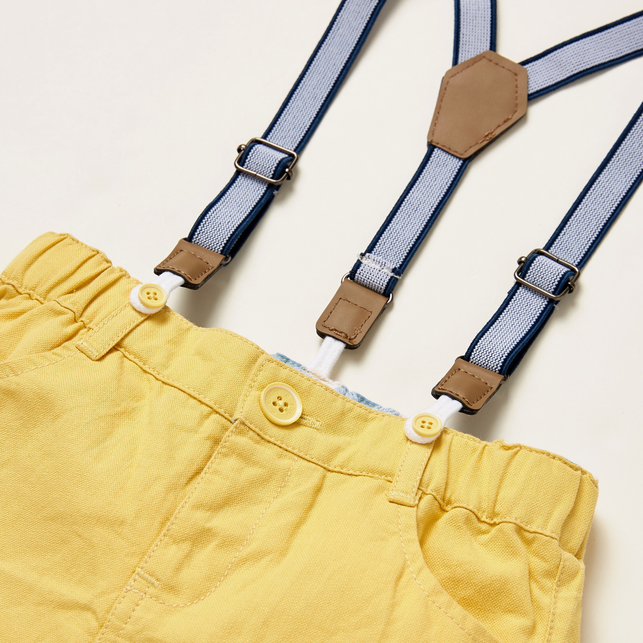 Giggles Checked Collared Shirt and Solid Shorts Set with Suspenders-baby-boys-clothing-setsandcoords-image-9