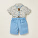 Giggles All-Over Floral Print Shirt with Solid Shorts and Suspenders-Clothes Sets-thumbnail-1