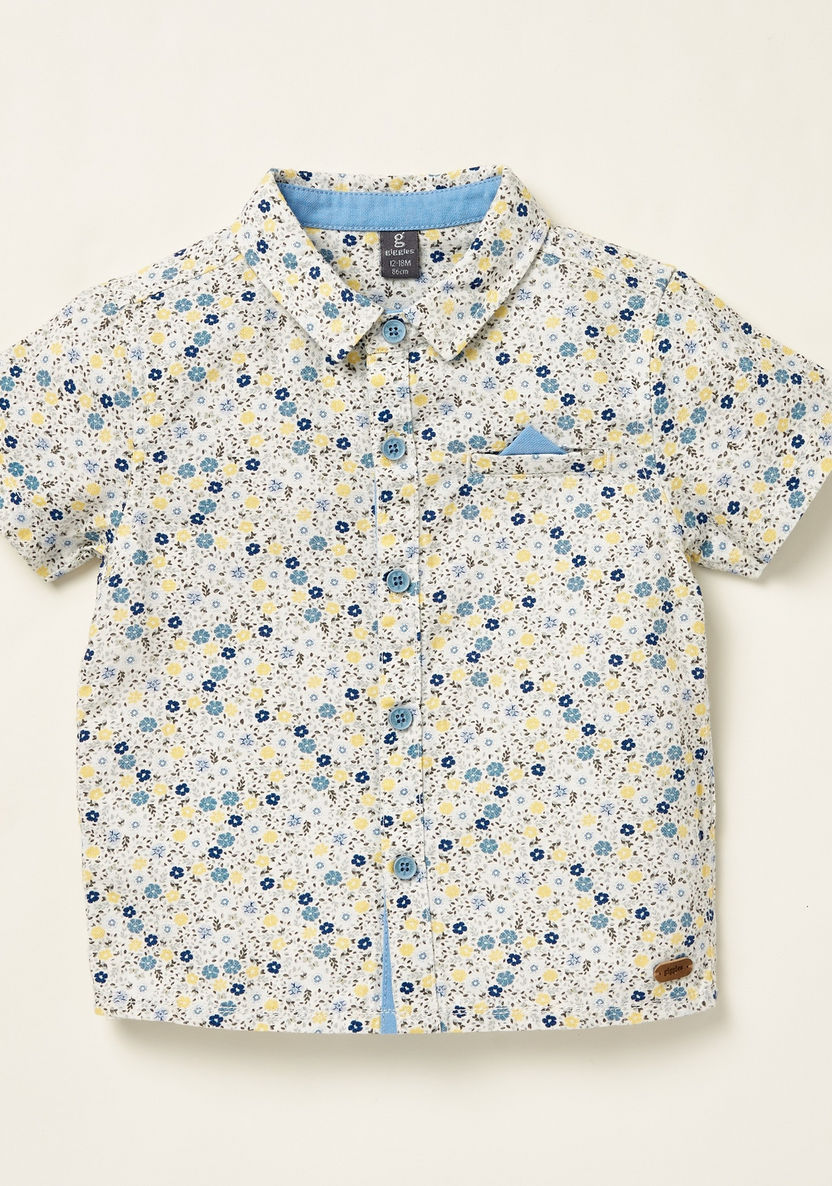 Giggles All-Over Floral Print Shirt with Solid Shorts and Suspenders-Clothes Sets-image-2