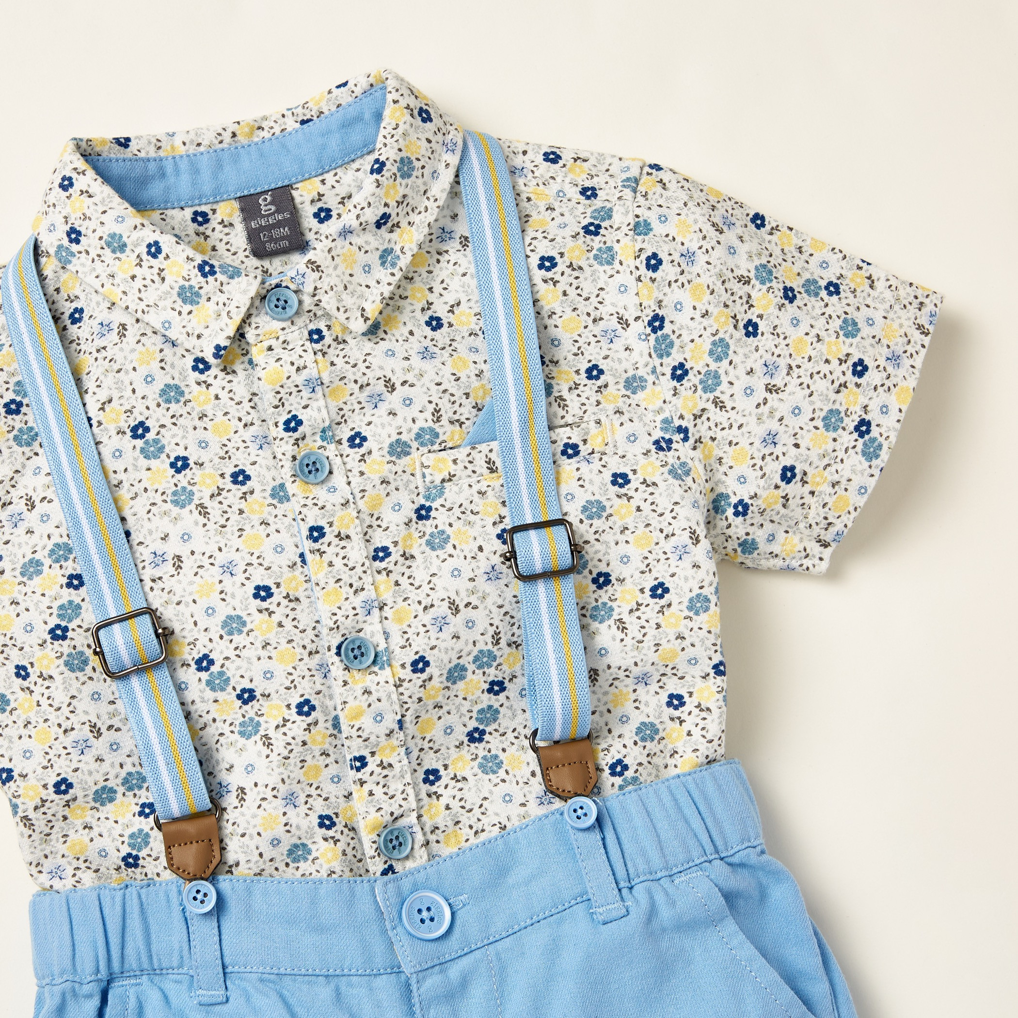 Giggles All-Over Floral Print Shirt with Solid Shorts and Suspenders-baby-boys-clothing-setsandcoords-image-5