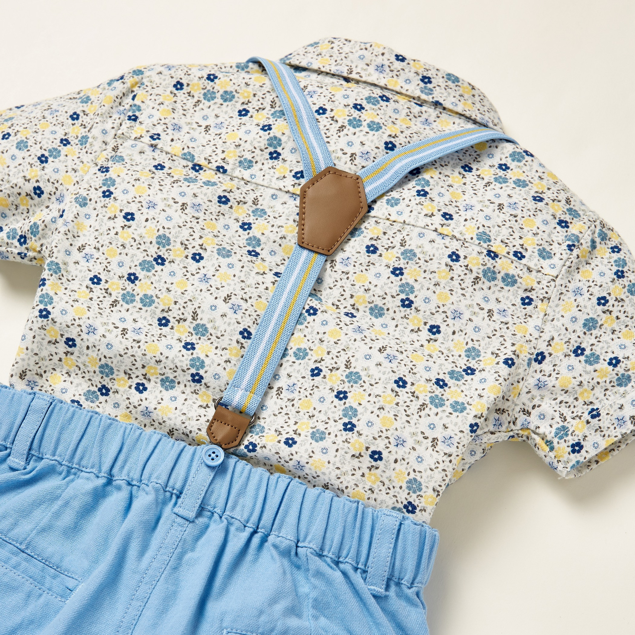 Giggles All-Over Floral Print Shirt with Solid Shorts and Suspenders-baby-boys-clothing-setsandcoords-image-8