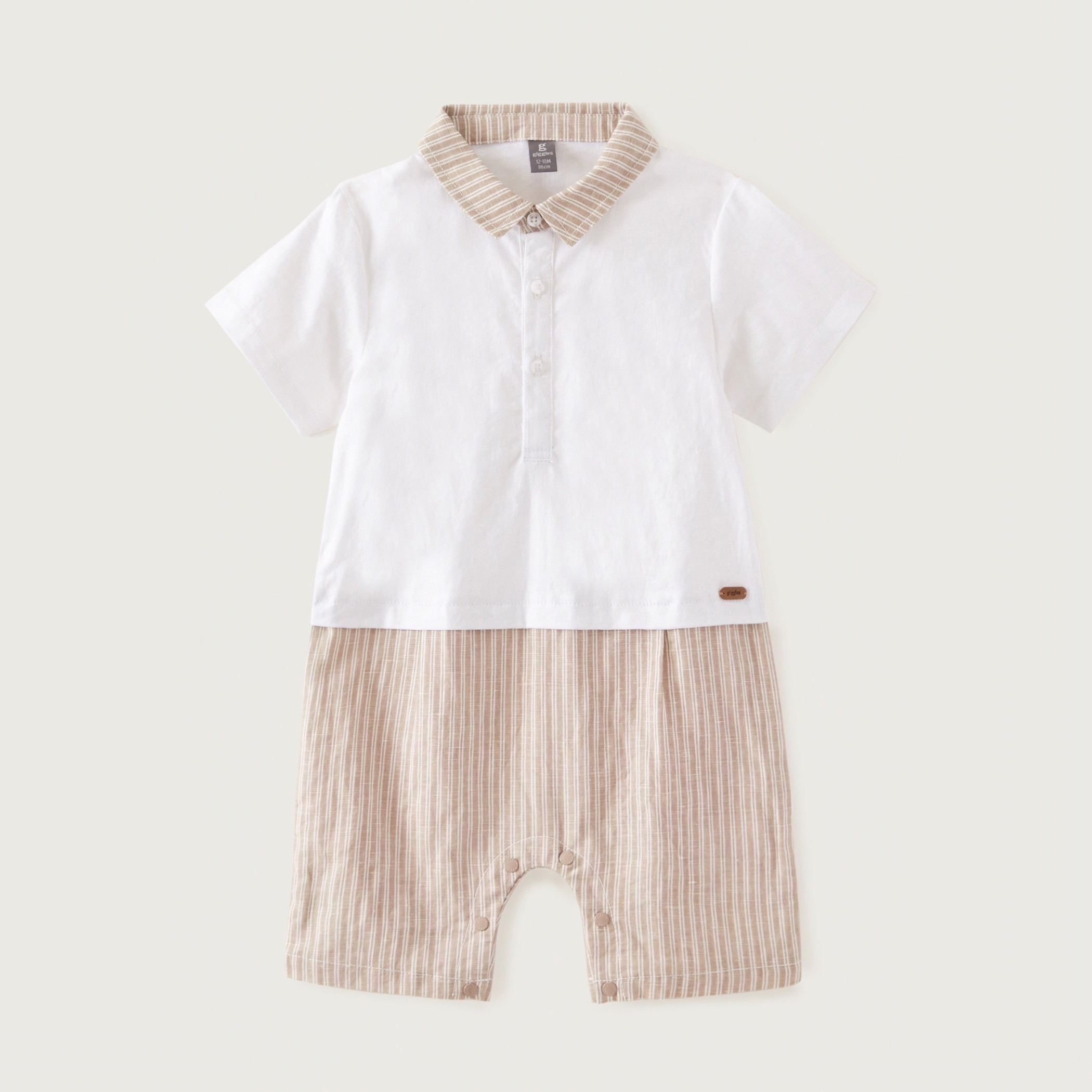 أفرول مخطط بأكمام قصيرة من جيجلز-baby-boys-clothing-winterwear-rompers-image-1
