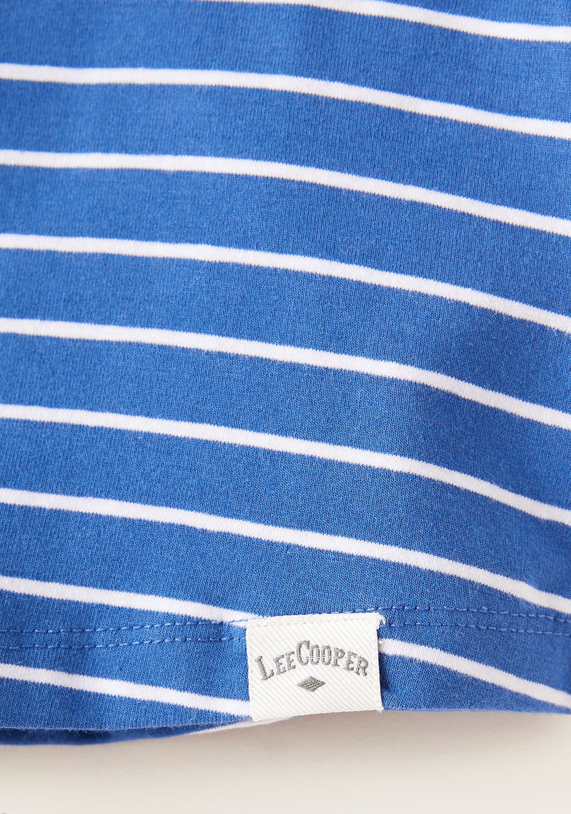 Lee Cooper Striped T-shirt with Short Sleeves and Applique Detail-T Shirts-image-3