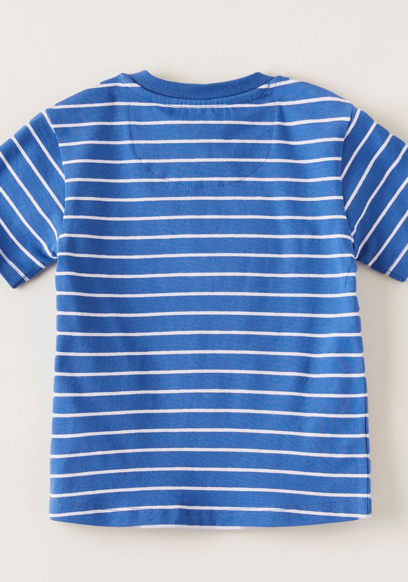 Lee Cooper Striped T-shirt with Short Sleeves and Applique Detail-T Shirts-image-4