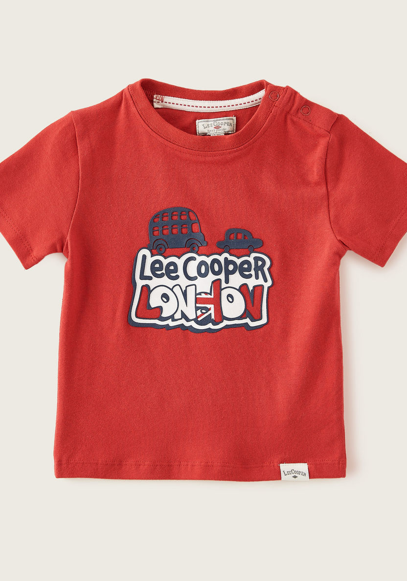 Lee Cooper Graphic Print T-shirt with Round Neck and Short Sleeves-T Shirts-image-0