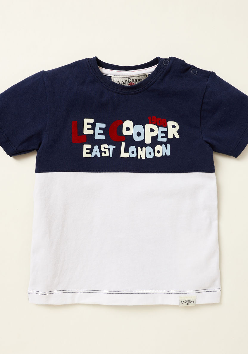Lee Cooper Graphic Print T-shirt with Solid Denim Shorts Set-Clothes Sets-image-1