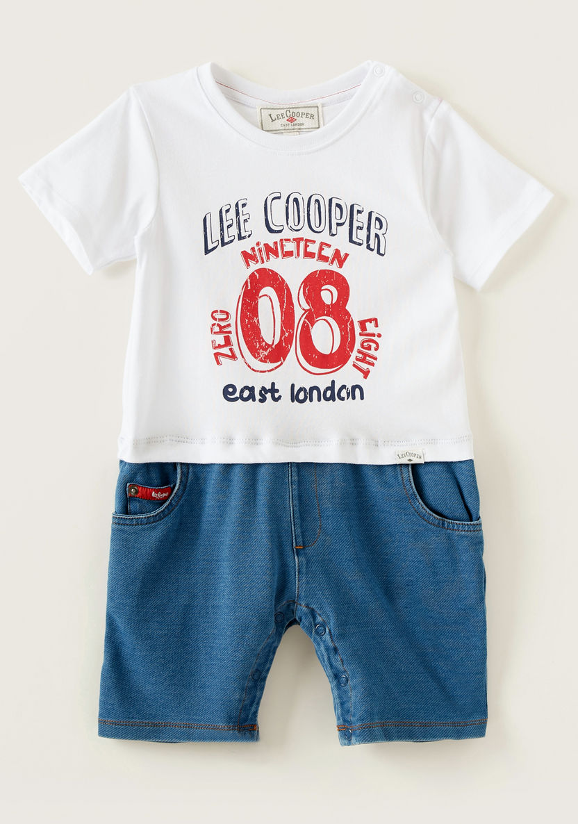 Lee Cooper Printed Romper with Short Sleeves-Rompers%2C Dungarees and Jumpsuits-image-0