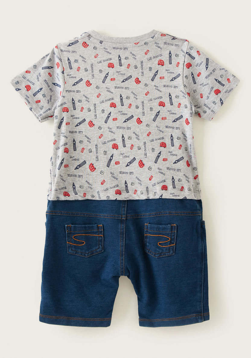 Lee Cooper Printed Romper with Short Sleeves-Rompers%2C Dungarees and Jumpsuits-image-3