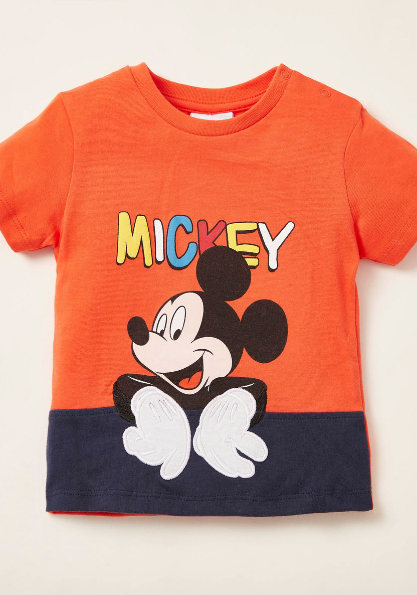 Mickey Mouse Print 2-Piece T-shirt and Shorts Set-Clothes Sets-image-1