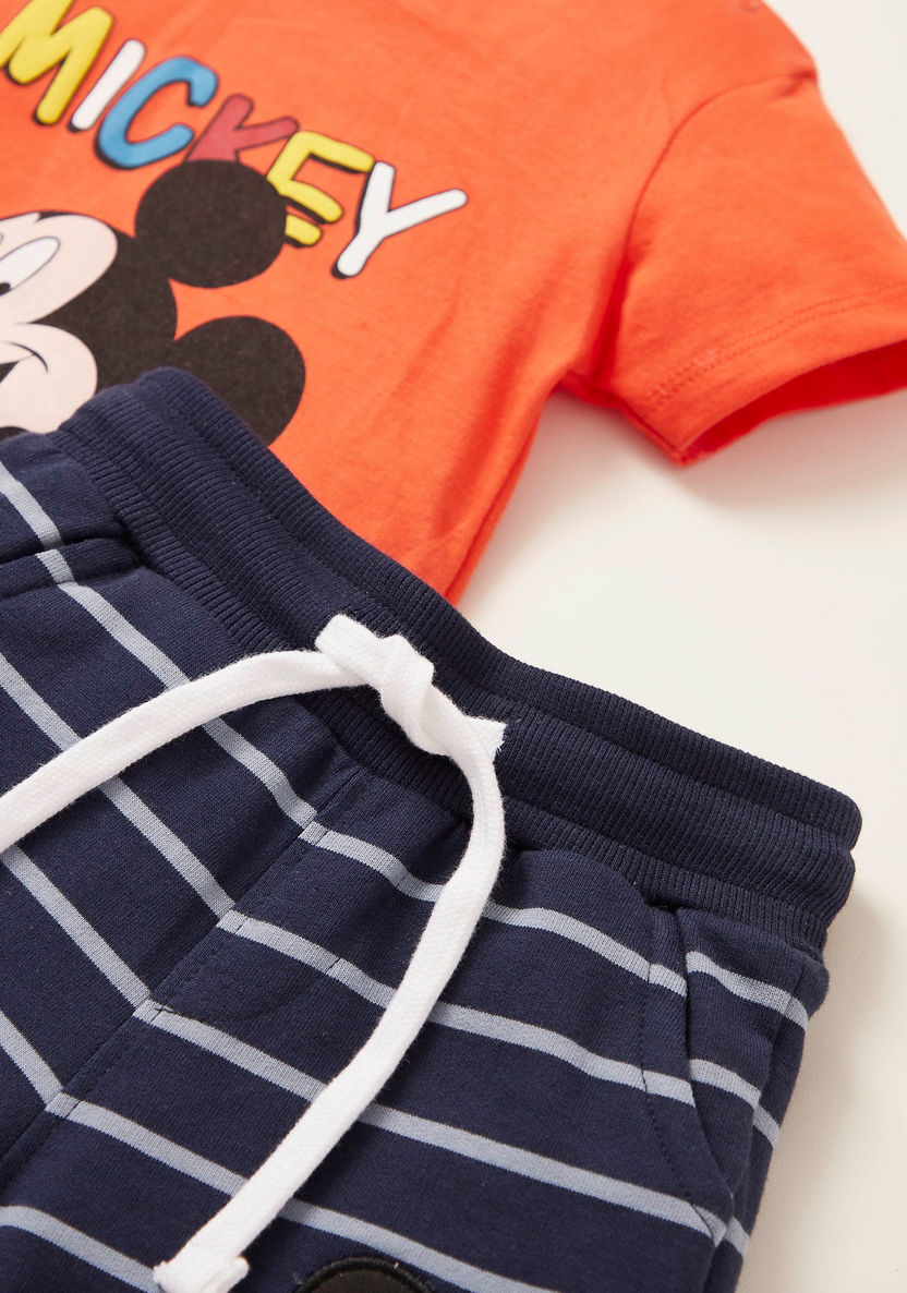 Mickey Mouse Print 2-Piece T-shirt and Shorts Set-Clothes Sets-image-3