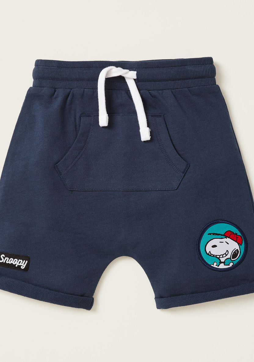 Snoopy Print T-shirt and Shorts Set-Clothes Sets-image-2