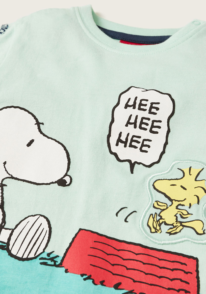 Snoopy Print T-shirt and Shorts Set-Clothes Sets-image-3