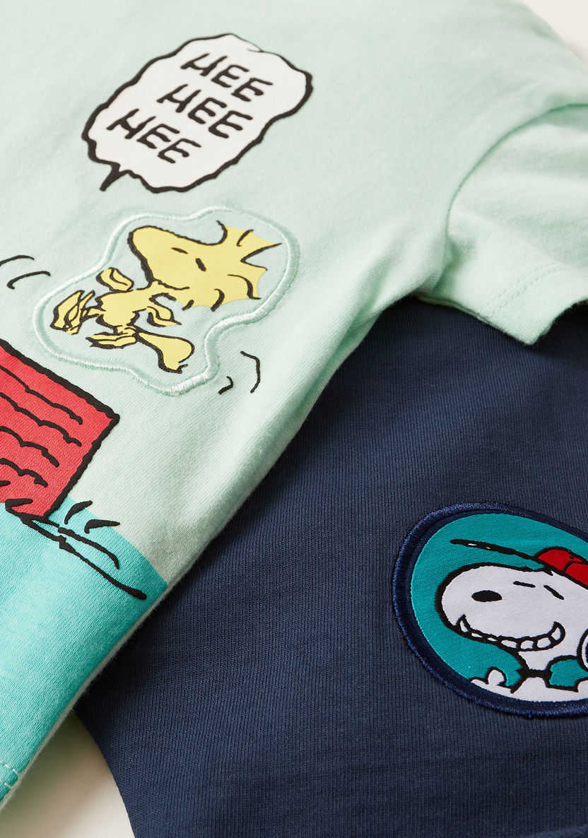 Snoopy Print T-shirt and Shorts Set-Clothes Sets-image-5