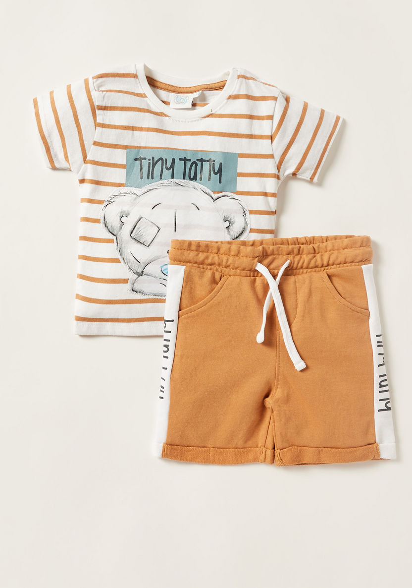 Carte Blanche Printed Crew Neck T-shirt and Shorts Set-Clothes Sets-image-0