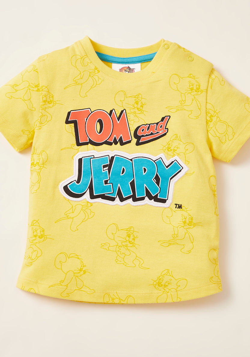 Tom and Jerry Printed Round Neck T-shirt and Shorts Set-Clothes Sets-image-1