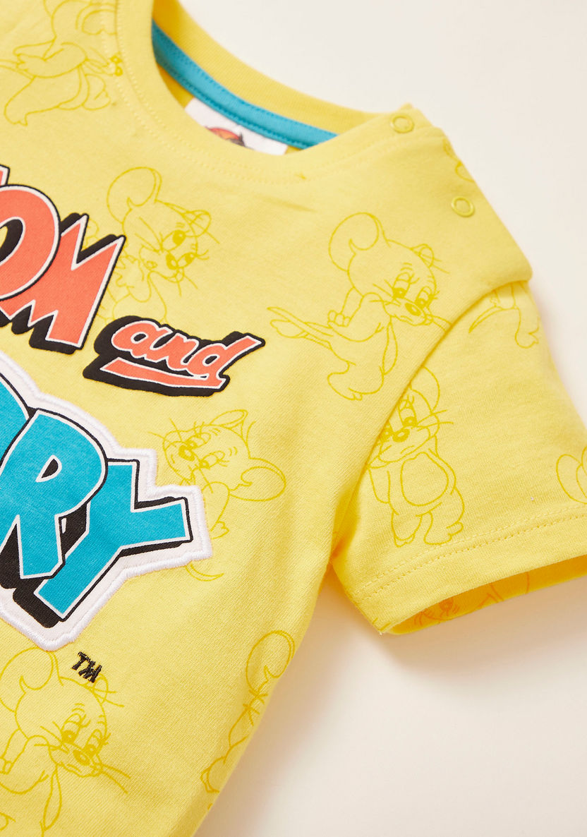 Tom and Jerry Printed Round Neck T-shirt and Shorts Set-Clothes Sets-image-2