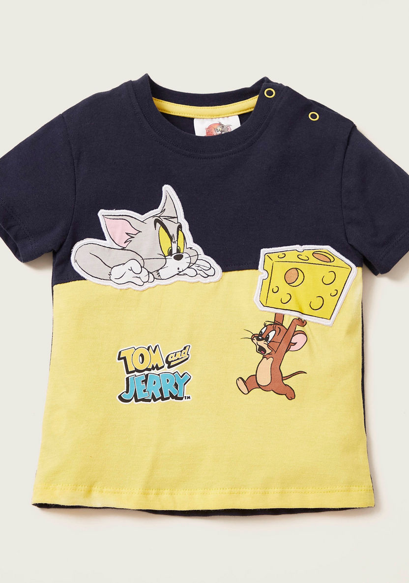 Tom & Jerry Graphic Print T-shirt and Shorts Set-Clothes Sets-image-1
